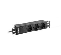 Lanberg Barre d'alimentation PDU PDU-03F-0200-IEC-BK 10'' 1U 16A 3x230V Schuko 2m Noir