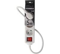 Multiprise LOGAN 3 Bloc de 3 prises 2P+T obturateurs avec interrupteur blanc 5m EDO