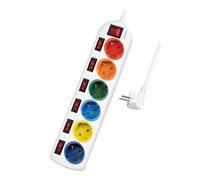 LogiLink Multiprise 6 prises CEE 7/3 avec 7 interrupteurs – Multicolore