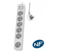 Philips - Rallonge multiprise avec interrupteur, 6 prises - 3m - Blanc
