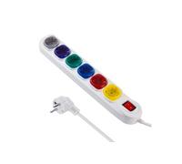 Maclean MCE509 Barrette d'alimentation rallonge 6 Prises avec Interrupteur 250VAC/10A 1.5m (Blanc)