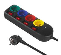 Multiprise - Maclean - MCE508 B - 4 prises + 2 USB - Interrupteurs individuels - 1,5m noir