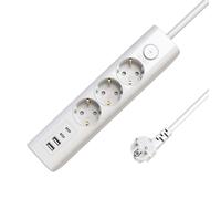 Multiprise MicroConnect Schuko 3 prises avec interrupteur 1,5 m, blanche, MC-GRU