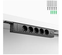 Multiprise Montable Pour Montage Mural Et Sous Plan De Travail 4000W 5 Prises + 4 Usb (2 Usb-C Pd20W + 2 Usb-A 18W) Parafoud[BI23]