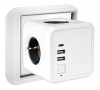 Multiprise Murale Cube 4 Prises + 2 USB + Type-C, 7-en-1 Interrupteur, Bloc Secteur Domicile/Bureau