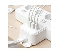 Multiprise Murale Multifonction avec 4 Prises Secteur, Filtre Réseau Universel, Chargeur USB et Adaptateur avec Interrupteur Séparé A