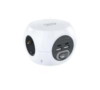 Nanocable Multiprise 10.37.0001 - 3 prises + 4 USB, mise à la terre, interrupteur ON/OFF - Blanc
