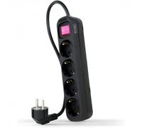 Nanocable 10.37.0004-BK Réglette 4 Prises 1.4 m avec Interrupteur et Protection Enfant Noir