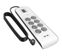Multiprise Parafoudre 8 prises + 2 port USB 2.4A Cable de 2m Belkin Blanc