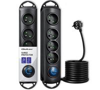Qoltec Multiprise avec parasurtenseur 50105 - 4 prises, 2,5 m, 230 V, 3 680 W, noir