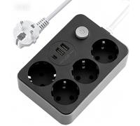 Multiprise Parasurtenseur USB ,Multiprise 4 prises outlet + 3 ports USB