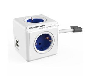 Multiprise PowerCube 1402BL/DEEUPC 4 Prises 2 USB-A 1,5 m Montage Bureau Bleu