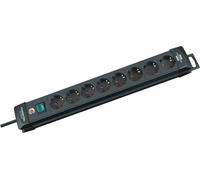 Multiprise Premium-Line 8x 3m avec interrupteur noir Paquet de 2 pièces