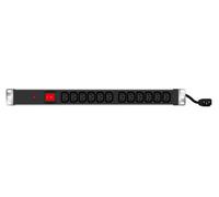 Multiprise rackable 19'' 12 prises C13 / cordon C14 avec inter + protection