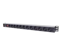 Multiprise Rackable 19 - INTELLINET - 12 x Schuko - Interrupteur - 1,6 m de Câble Noir