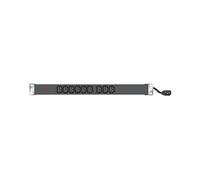Multiprise rackable pour armoire réseau - longueur 19'' - hauteur 1U - 9 prises IEC C13 - fiche IEC C14 - voyant lumineux