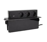 Multiprise rétractable 3 Prises Schuko + 2 USB C - Noir - Zenitech