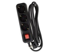 Multiprise Schuko + Interrupteur 3x16A - 1,4m - Noir - Zenitech