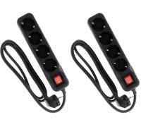 Multiprise Schuko + Interrupteur 4x16A - 1,4m - Noir - Zenitech (Lot de 2)