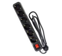 Multiprise Schuko + interrupteur 6x16A - 1,4m - Noir - Zenitech