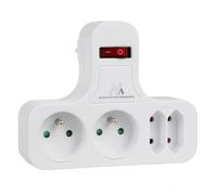 Maclean Multiprise MCE224 – 4 prises Type E, 2x2,5A & 2x16A, interrupteur à pied stabilisateur