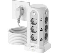 Multiprise TESSAN à 12 prises avec 6 ports USB (4 USB-A/2 USB-C) et câble de 5 m