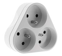 Zenitech Multiprise Triplite triangulaire 16A – Sécurité enfant – Norme NF – Blanc