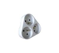 Multiprise triplite triangulaire ZENITECH 3 prises 16A 3680W 230V Blanc polycarbonate