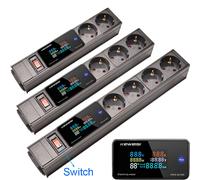 Multiprise ue avec interrupteur ampèremètre numérique, voltmètre d'énergie, ampèremètre 2/3/4/5/6/7/8/9/10, prise européenne, interface C14 3 Socket