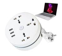 Multiprise Universelle - Adaptateur de Prise de, rallonge rétractable de 5,9 Pieds,Chargement de Bureau Portable à 3 Ports USB, Adaptateur de Universel, Adaptateur de internationa