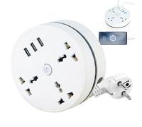 Multiprise Universelle, rallonge de Rallonge de 6,5 Pieds, 3 Ports USB, | Adaptateur secteur universel Compact et léger, Portable, pour la maison, le bureau, les affaires, les hôtels,