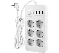 Multiprise Usb Avec Interrupteur, Adaptateur De Prise 6 Prises, Prise Usb, Parasurtenseur 2500 W, 10 A, Multiprise Avec Prise De Distribution Usb C, Câble De 2 M