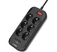 Multiprise USB, NetBoat Multiprise Parasurtenseur 6 Prises Outlet + 4 Ports USB, Parasurtenseurs/parafoudre,Cordon 2 mètre