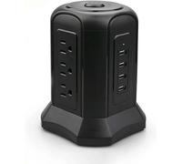 Multiprise Verticale à 9 Prises avec Protection Contre Les Surtensions, Rallonge De 2 M, Commande à 4 Interrupteurs, Idéale pour La Maison Et Le Bureau