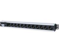 Multiprise verticale Intellinet pour montage en rack, 12 prises - Modèle allemand. Interrupteur pneumatique simple. Sans protection contre les surtensions.