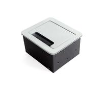 Emuca - Bloc multiprise escamotable pour encastrer au bureau, bloc multiprise plan de travail (prise EU type F, USB et HDMI), 145x130mm, gris métallisé