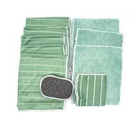 Multitanks Kit de 5 Chiffons, 3 lavettes Double Face,1 éponge et 1 essuie Lunettes Microfibres en Bambou
