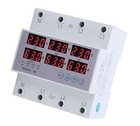 Multitesteur D'ampèremètre de Voltmètre de Rail DIN triphasé, Protecteur Automatique de surintensité de Surtension de Rail DIN de Compteur d'électricité AC 390-500V (63A)