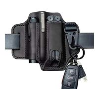 Multitool Cuir Gaine EDC Organisateur De Poche, Gaine en Cuir Naturel pour Leatherman Multitool EDC Organiseur de Poche avec Porte-clé pour Ceinture et Lampe de Poche Multitool Pouch, Noir