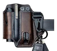 Multitool Cuir Gaine EDC Organisateur De Poche, Gaine en Cuir Naturel pour Leatherman Multitool EDC Organiseur de Poche avec Porte-clé pour Ceinture et Lampe de Poche Multitool Pouch, Marron Foncé