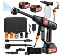 MUMIK Nettoyeur Haute Pression sans Fil, Nettoyeur Haute Pression sur Batterie Portable 60 Bars avec 2 Batteries 4,0Ah (IPX7), Tuyau de 8.5M, 6-en-1 Buse, Rotative Buse, 3 Niveaux Réglables