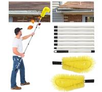mumisuto Brosse De Nettoyage De GouttièRe avec Manche TéLescopique Extensible De 3,1 M, Nettoyeur De GouttièRe, Nettoyant Toiture, Outil De Nettoyage De Facile à Retirer (Jaune)