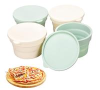 Mumisuto Lot de 4 Boîtes à Pizza Avec Couvercle, Bac à Pâton en Silicone Antiadhésif, Boîte Alimentaire de Fermentation, Jusqu'à 300g de Pâte