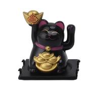 Mumusuki 2in Lucky Cat Waving Arm Set, Solar Powered Cute Waving Cat Waving Arm for Fortune Money and Good Luck Solar Fortune Cat Statue Décorations pour Décorer la Réception (Noir)