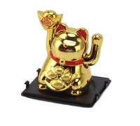 Mumusuki 2in Lucky Cat Waving Arm Set, Solar Powered Cute Waving Cat Waving Arm for Fortune Money and Good Luck Solar Fortune Cat Statue Décorations pour Décorer la Réception (Or)