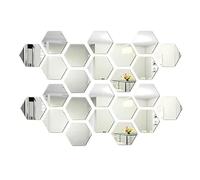 Mumusuki Carreaux de Miroir, 24 PCS Hexagone Miroir Art Sticker Mural DIY Home Decoratif Hexagonal Acrylique Stickers Muraux pour Salon Chambre Canapé TV Fond Décor