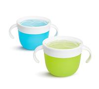 Munchkin 2 Pièces Snack Catchers & Bébé Pot Pot| Boîte de Snacks pour Enfants & Conteneurs de Stockage sans Bisphénol A| Sans Écoulement - Bleu/Vert