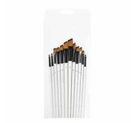 MUNEFE Ensemble de pinceaux de peinture, ensemble de pinceaux à tête plate, outil de dessin au propène avec tige blanche nacré avec poils en nylon pour aquarelle, peinture à (12 tiges blanc nacré