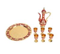 MUNEFE Retro Luxury Coffee Set, Multipurpose Beverage Jug Set, Vintage Tea Pot Sets for Home Bar (Gold Red)