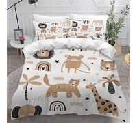 MUNOOR Housse de Couette 140x200 Animaux De Dessin Animé avec Fermeture Éclair Animaux Kawaii Parure de Lit 1 Personne Enfant Fille Garçon Microfibre Ensemble de Literie avec 2 Taies d'oreiller